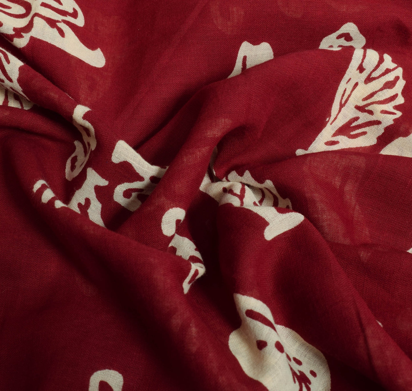 Sushila Vintage Dark Red Women Saree 100% Pure Cotton Printed Soft Craft Fabric