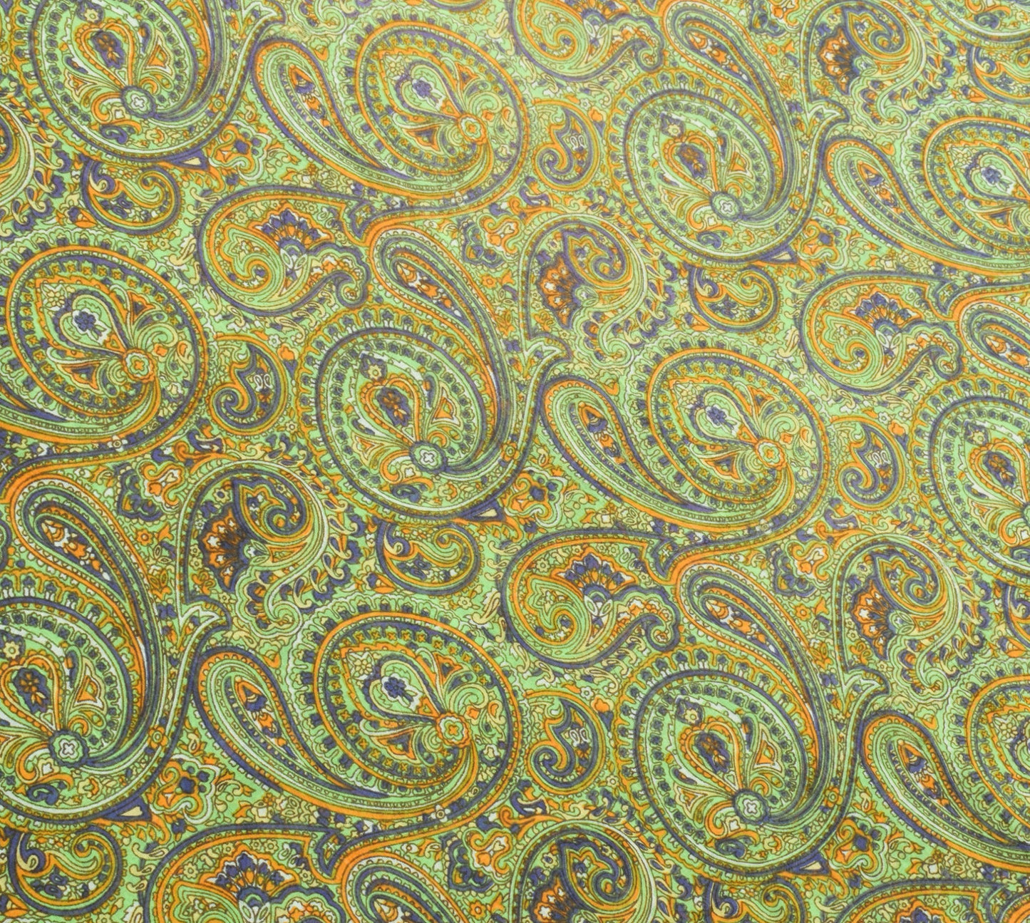 Sushila Vintage Green Saree 100% Pure Cotton Printed Paisley Soft Craft Fabric