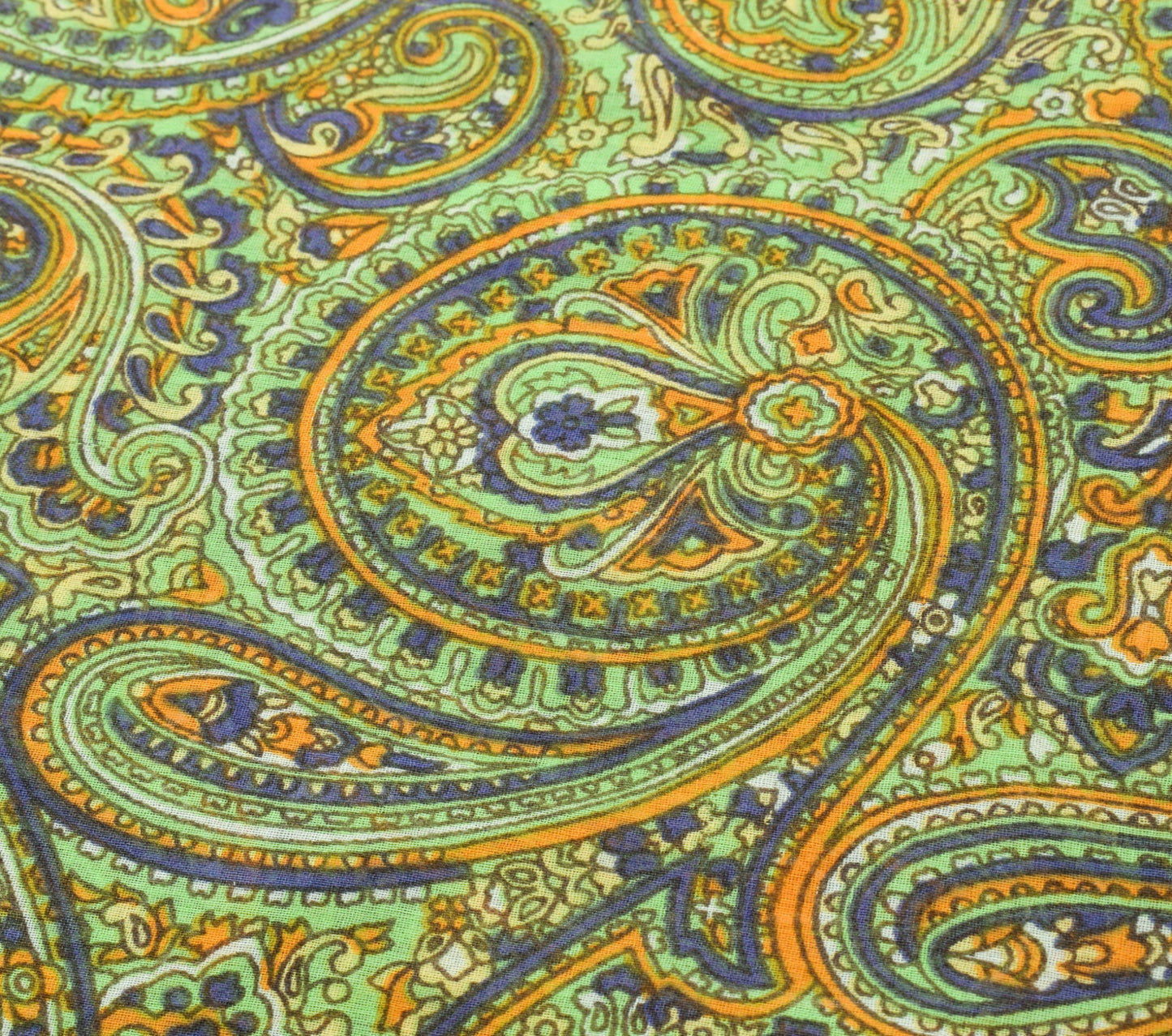 Sushila Vintage Green Saree 100% Pure Cotton Printed Paisley Soft Craft Fabric