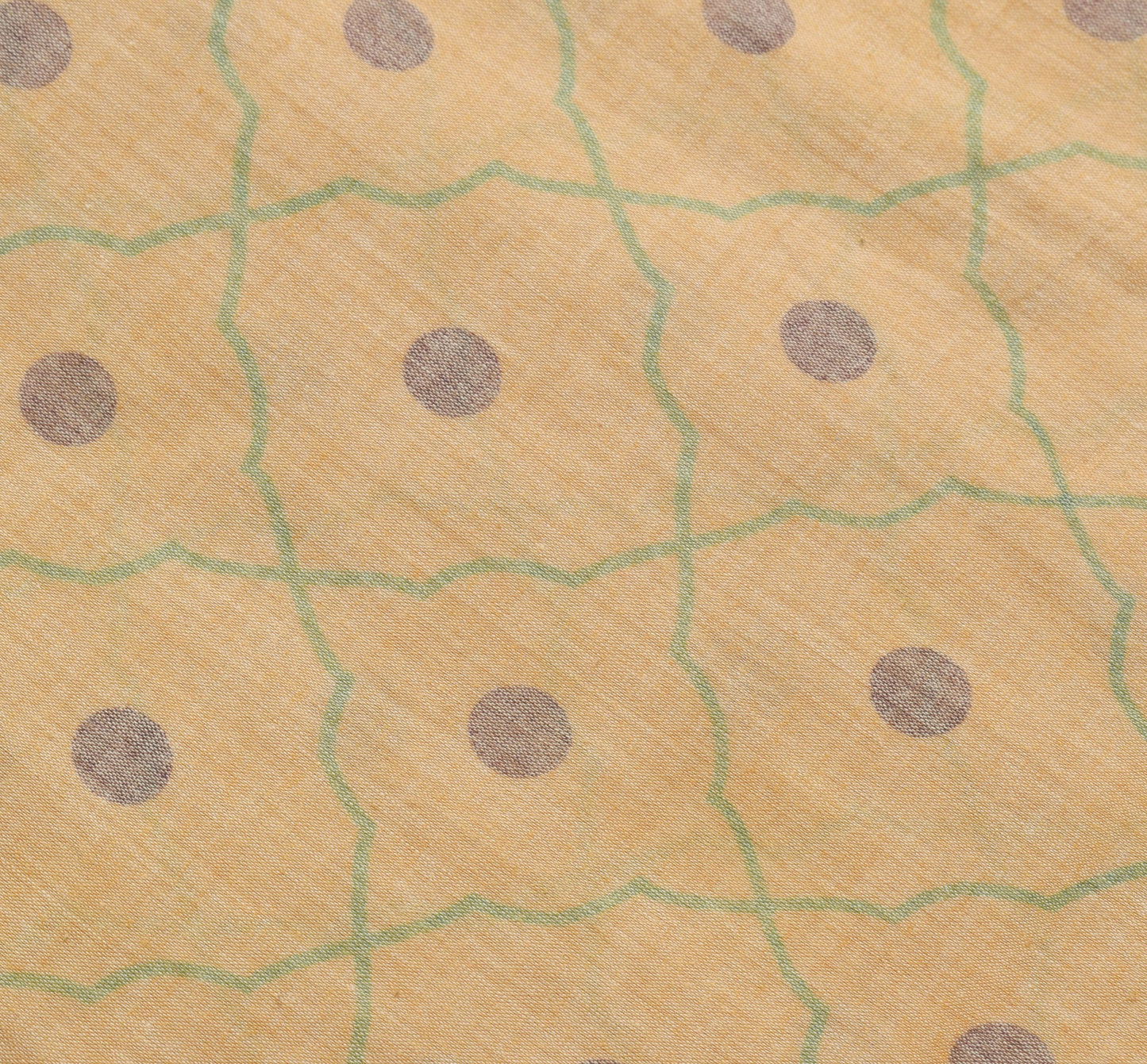 Sushila Vintage Beige Saree 100% Pure Cotton Polka Dot Printed Soft Craft Fabric