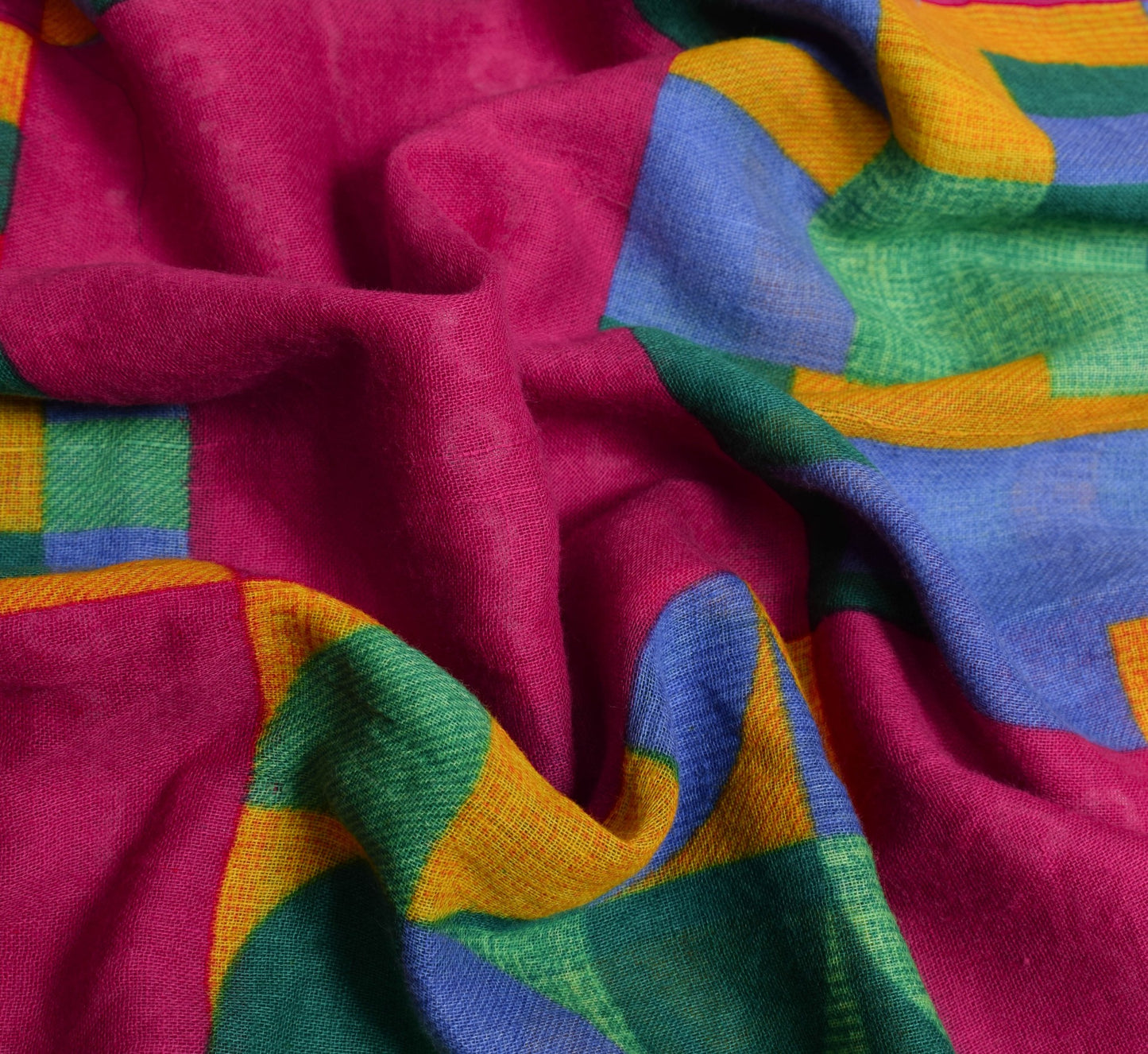 Sushila Vintage Dark Pink Women Saree 100% Pure Cotton Printed Soft Craft Fabric