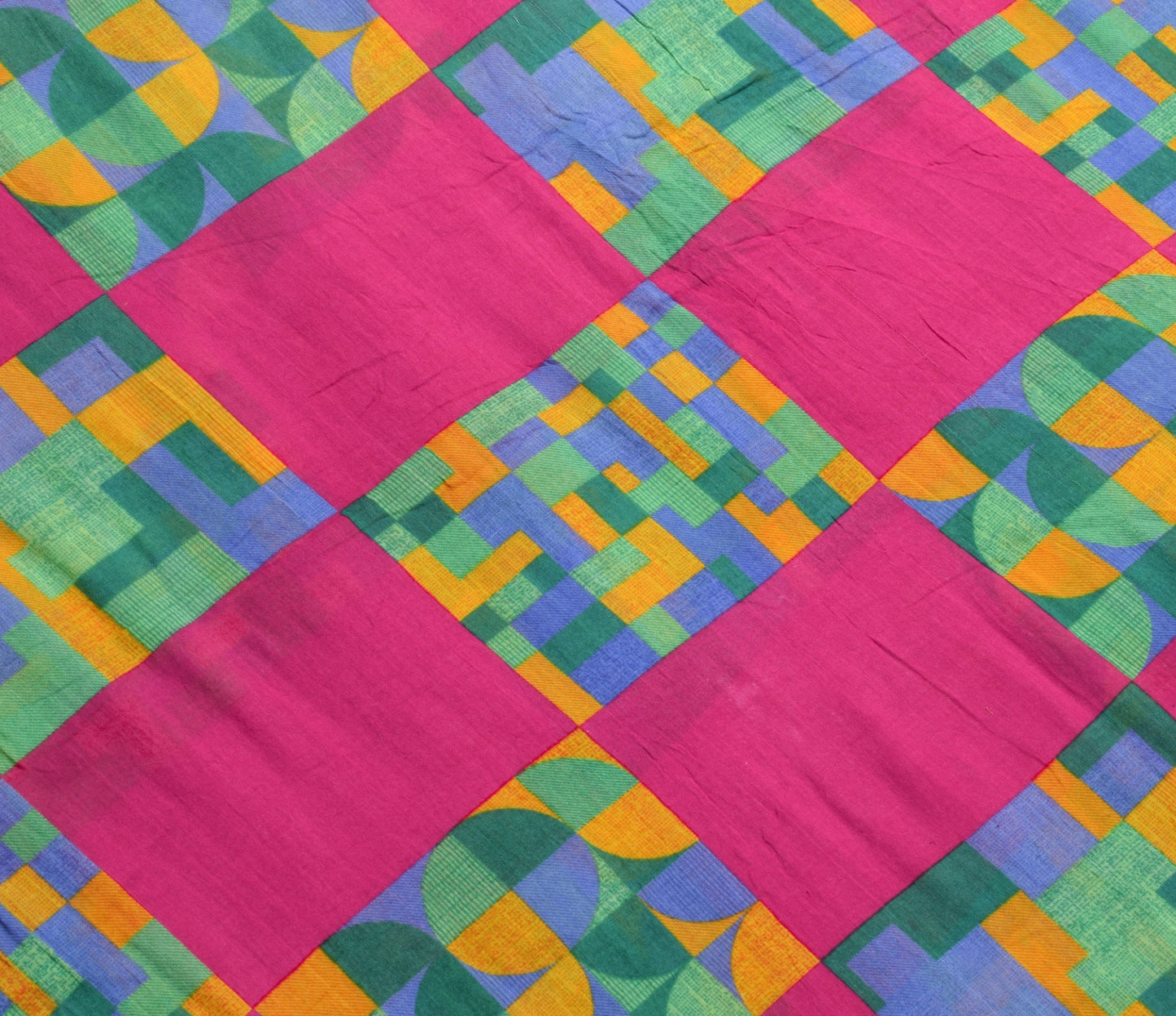 Sushila Vintage Dark Pink Women Saree 100% Pure Cotton Printed Soft Craft Fabric