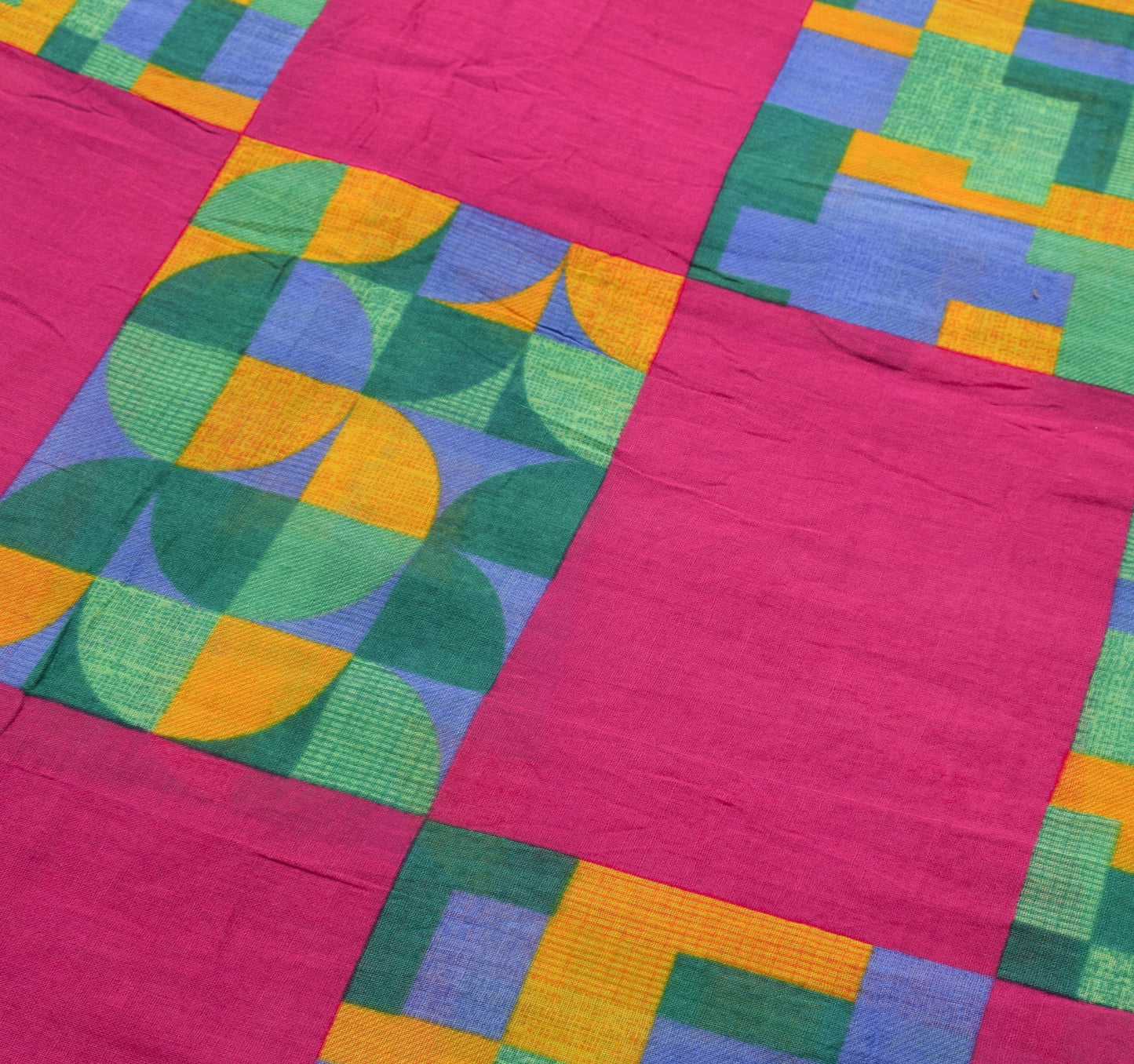 Sushila Vintage Dark Pink Women Saree 100% Pure Cotton Printed Soft Craft Fabric