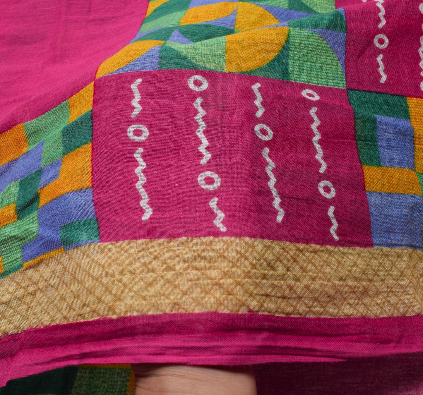 Sushila Vintage Dark Pink Women Saree 100% Pure Cotton Printed Soft Craft Fabric