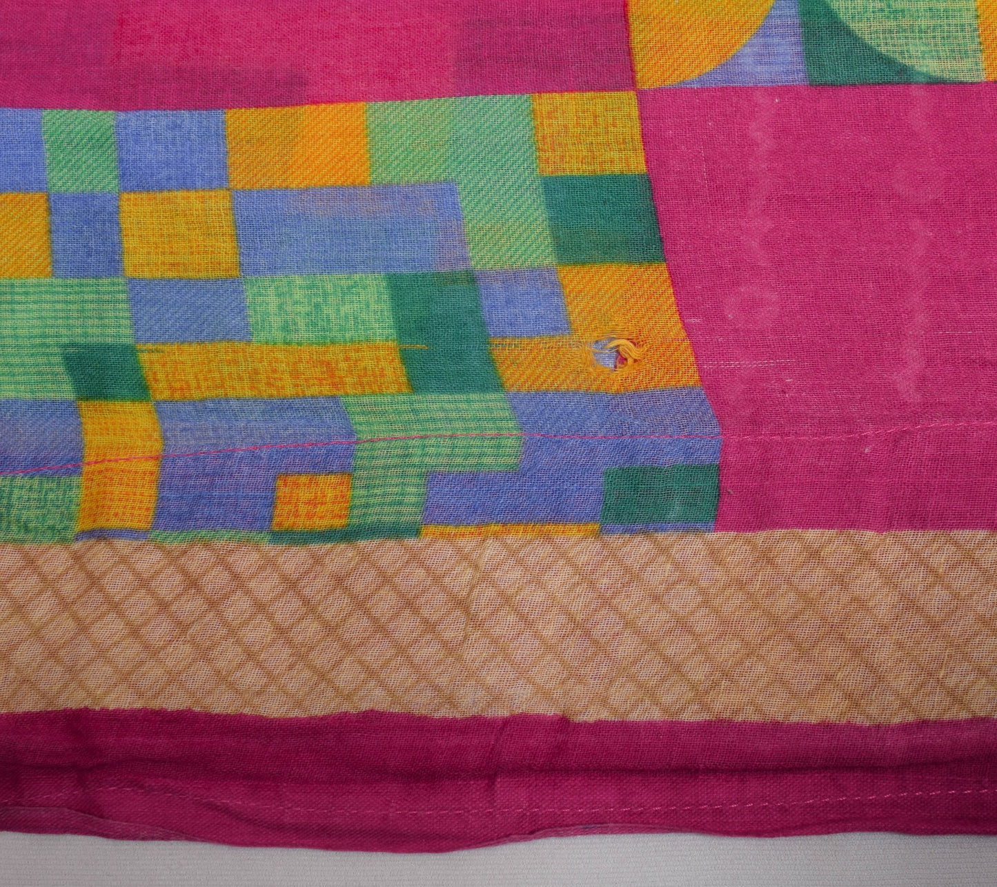Sushila Vintage Dark Pink Women Saree 100% Pure Cotton Printed Soft Craft Fabric