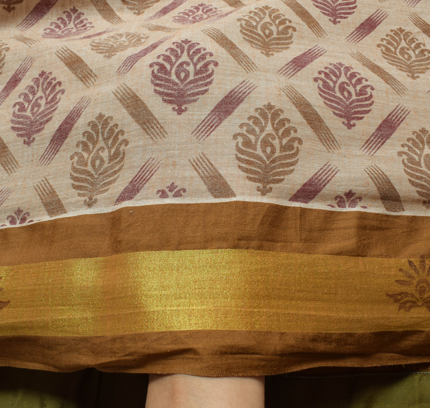 Sushila Vintage Brown Saree 100% Pure Cotton Printed Floral Soft Craft Fabric