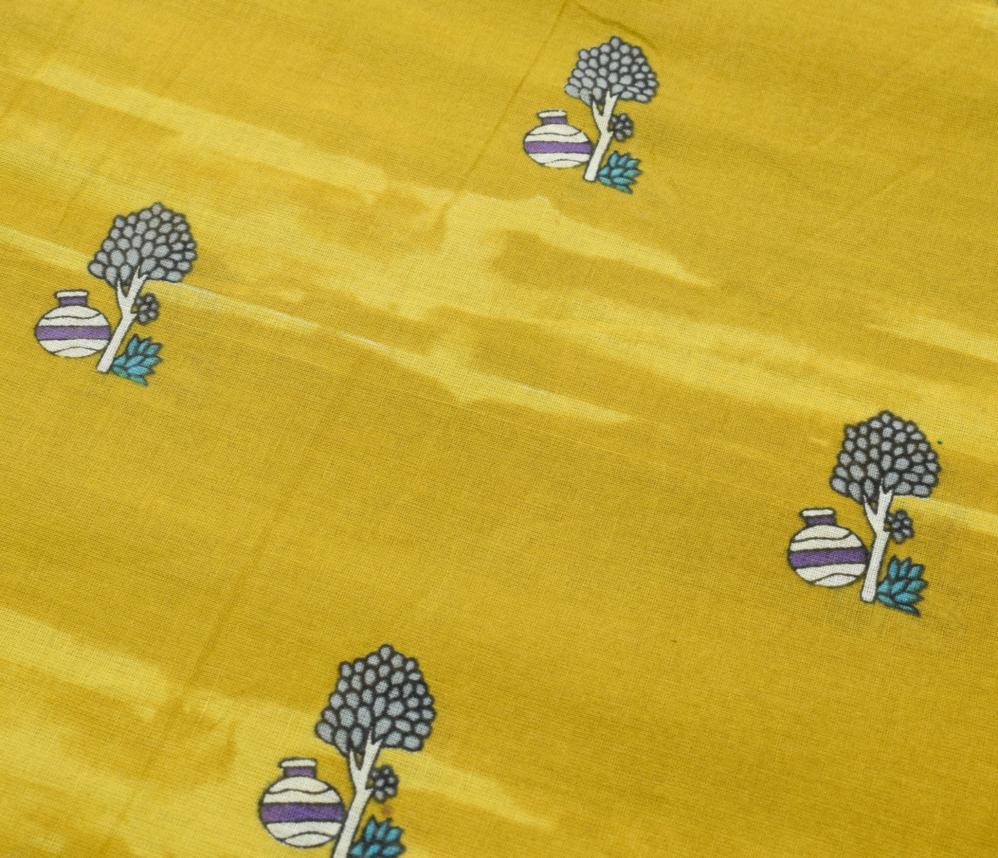 Sushila Vintage Green Women Saree 100% Pure Cotton Printed Human Craft Fabric