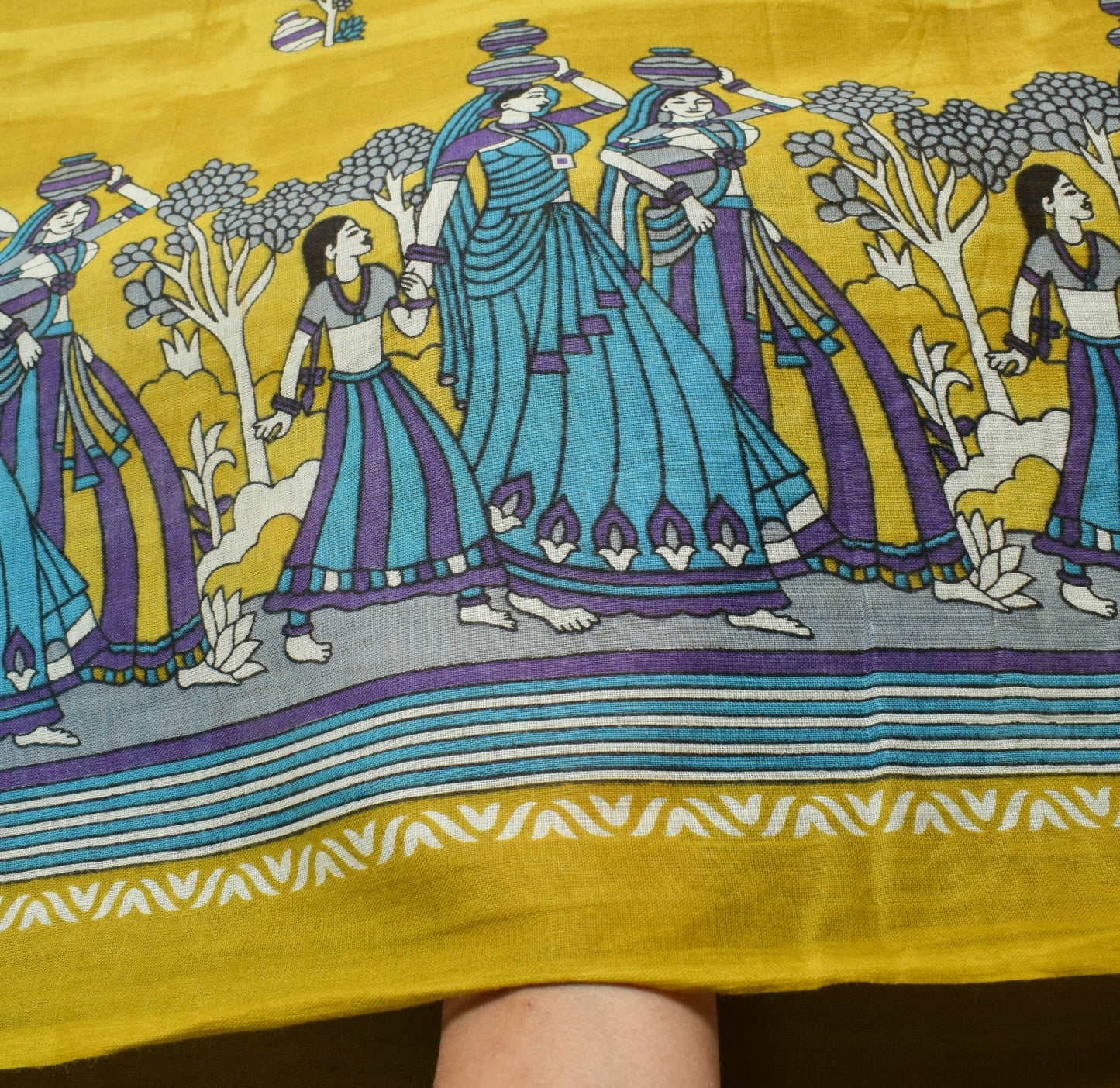 Sushila Vintage Green Women Saree 100% Pure Cotton Printed Human Craft Fabric