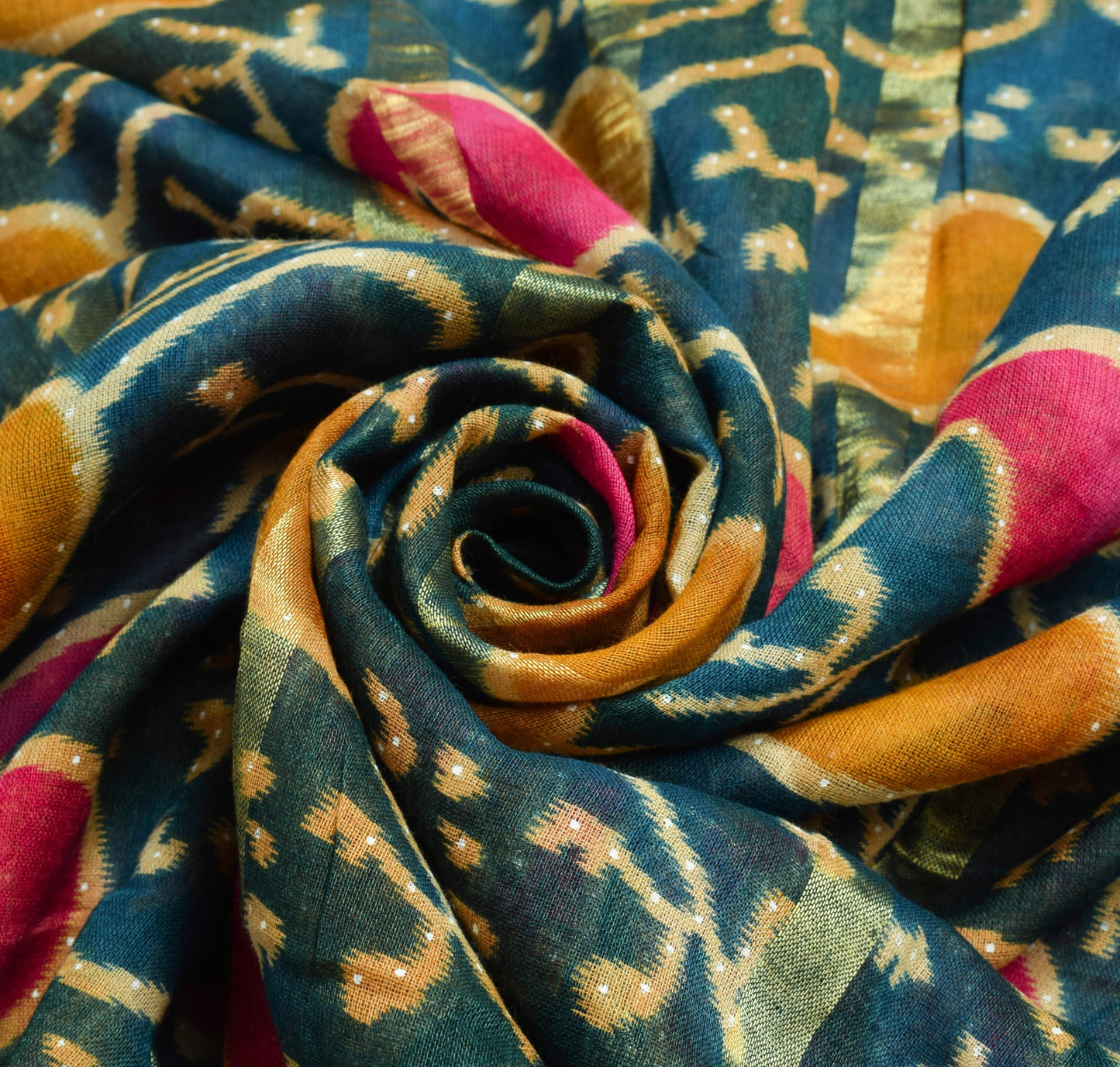 Sushila Vintage Teal Green Blue Saree 100% Pure Cotton Printed Soft Craft Fabric