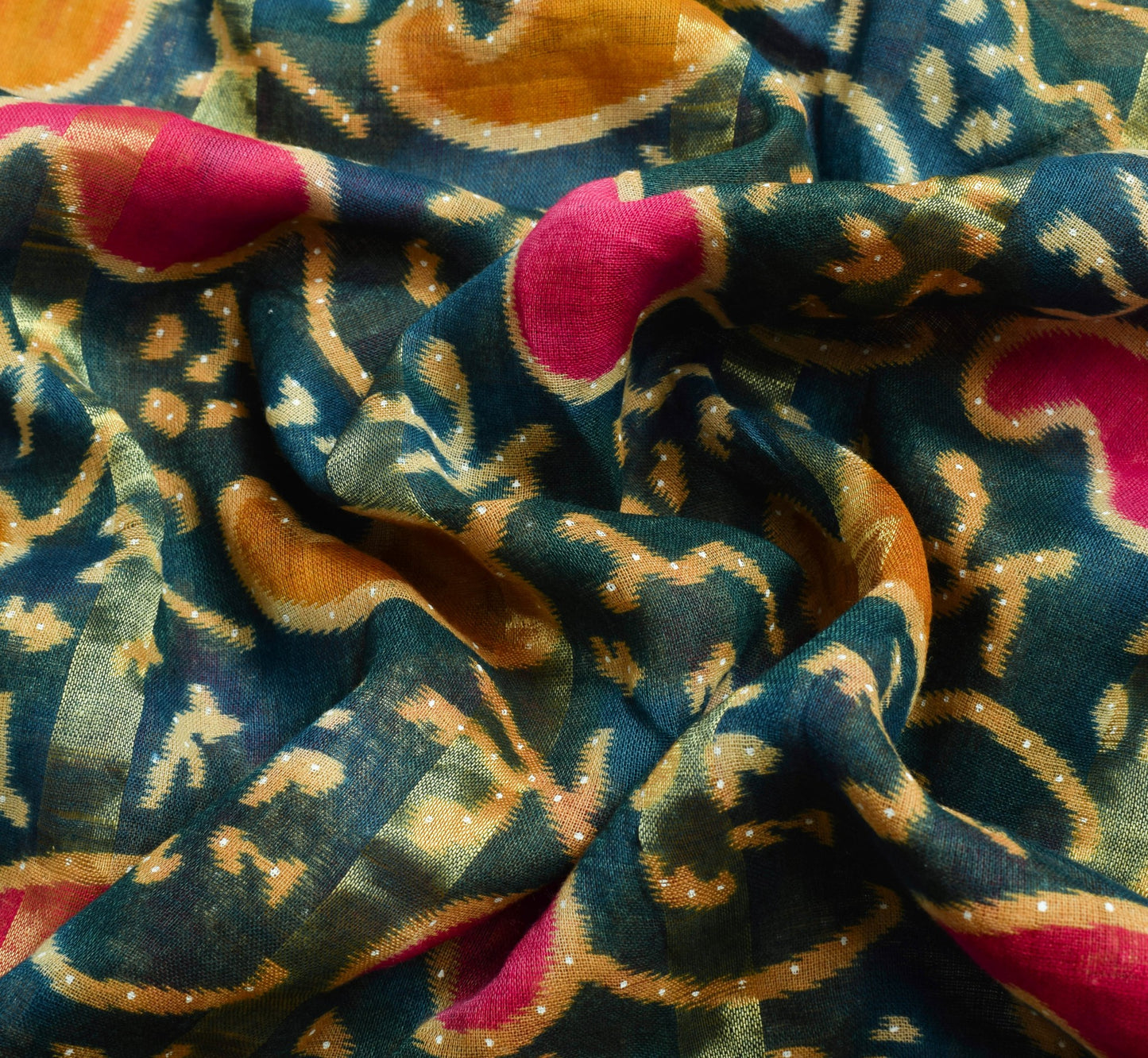 Sushila Vintage Teal Green Blue Saree 100% Pure Cotton Printed Soft Craft Fabric