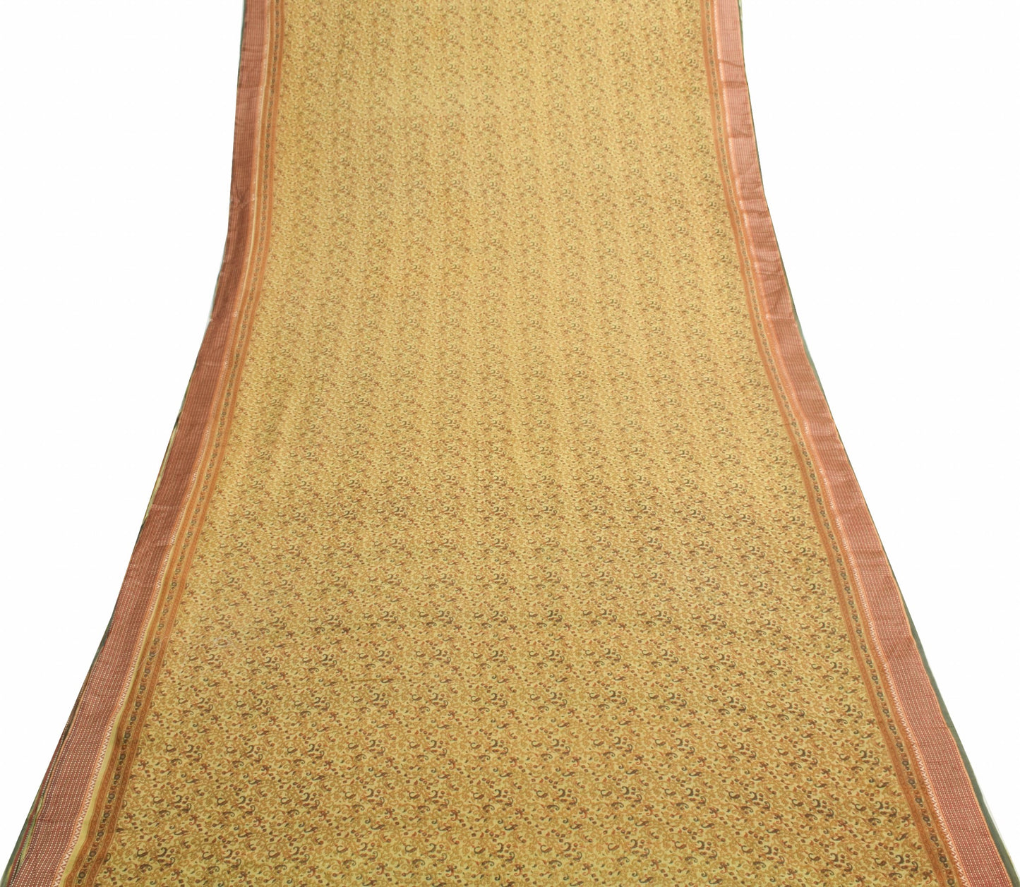 Sushila Vintage Floral Cream Saree 100% Pure Cotton Printed Soft Craft Fabric