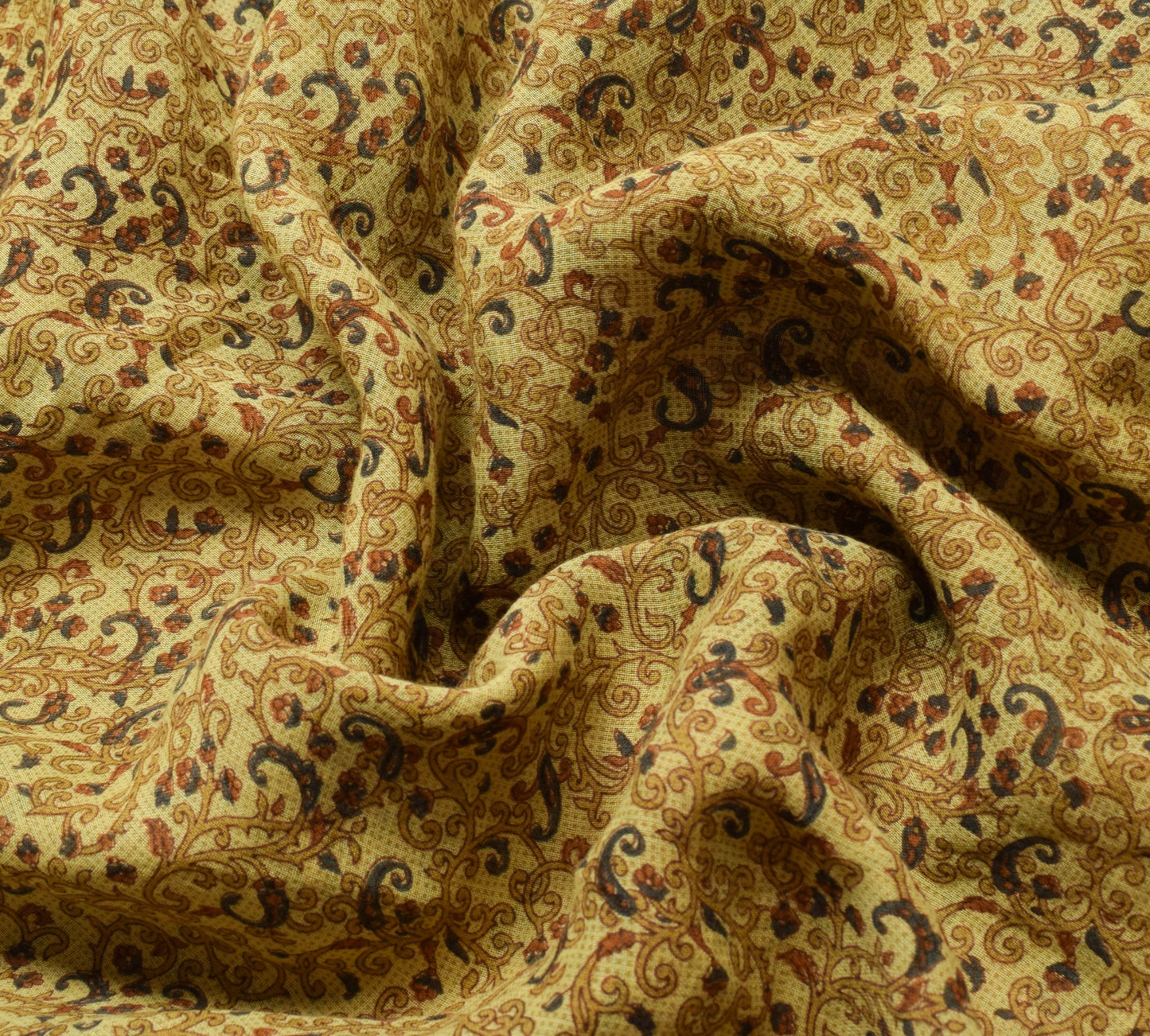 Sushila Vintage Floral Cream Saree 100% Pure Cotton Printed Soft Craft Fabric