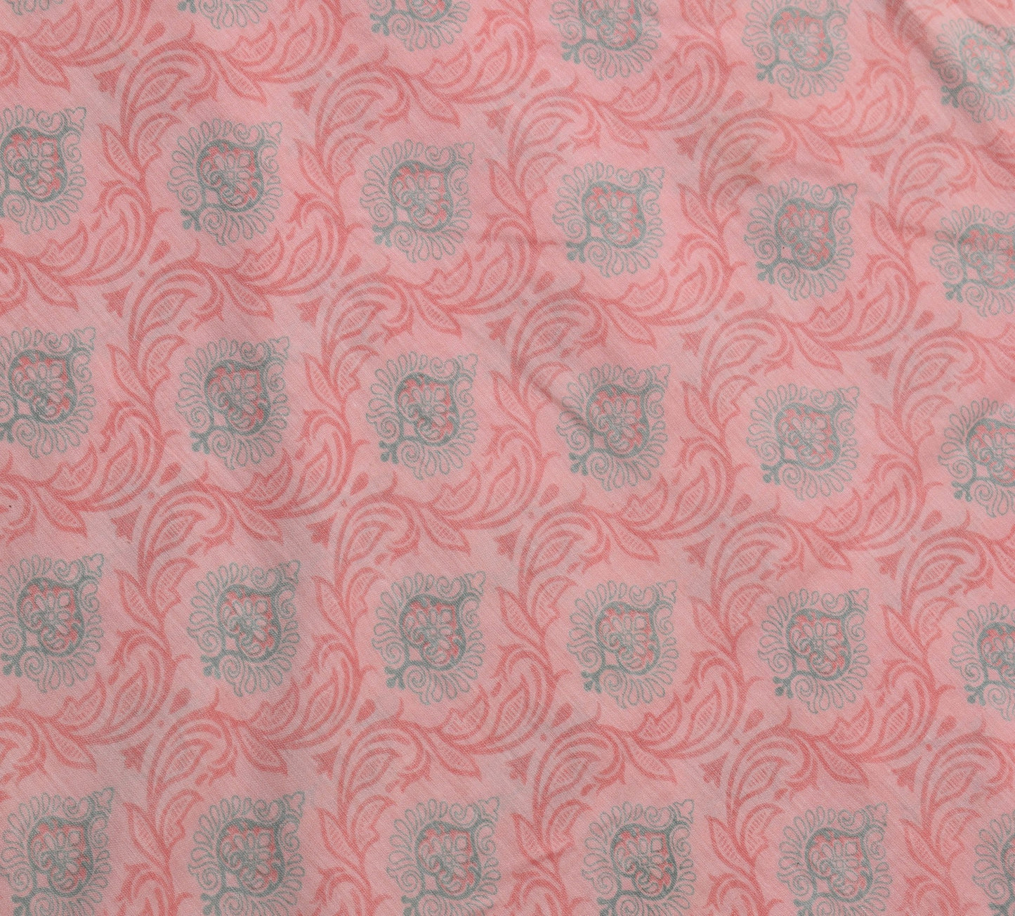 Sushila Vintage Pink Woven Saree 100% Pure Cotton Printed Floral Craft Fabric