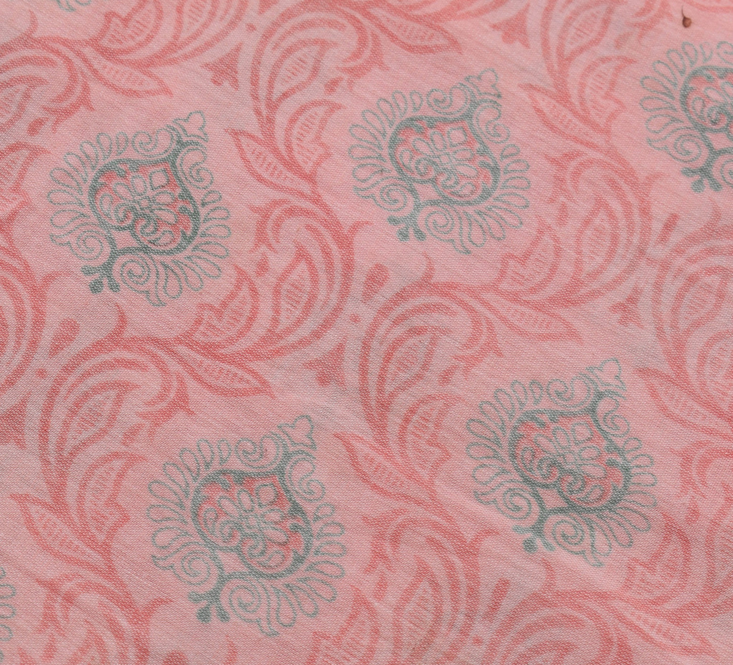 Sushila Vintage Pink Woven Saree 100% Pure Cotton Printed Floral Craft Fabric
