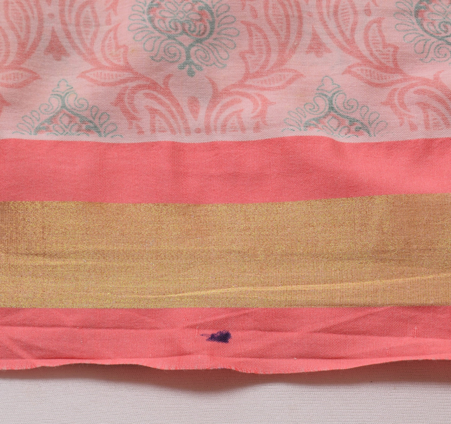 Sushila Vintage Pink Woven Saree 100% Pure Cotton Printed Floral Craft Fabric