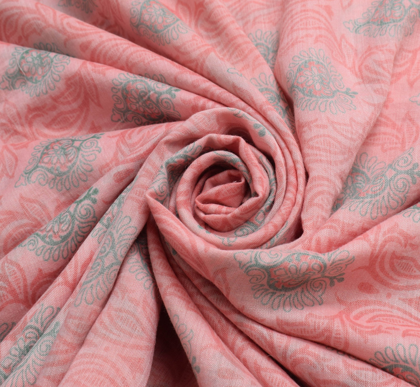 Sushila Vintage Pink Woven Saree 100% Pure Cotton Printed Floral Craft Fabric