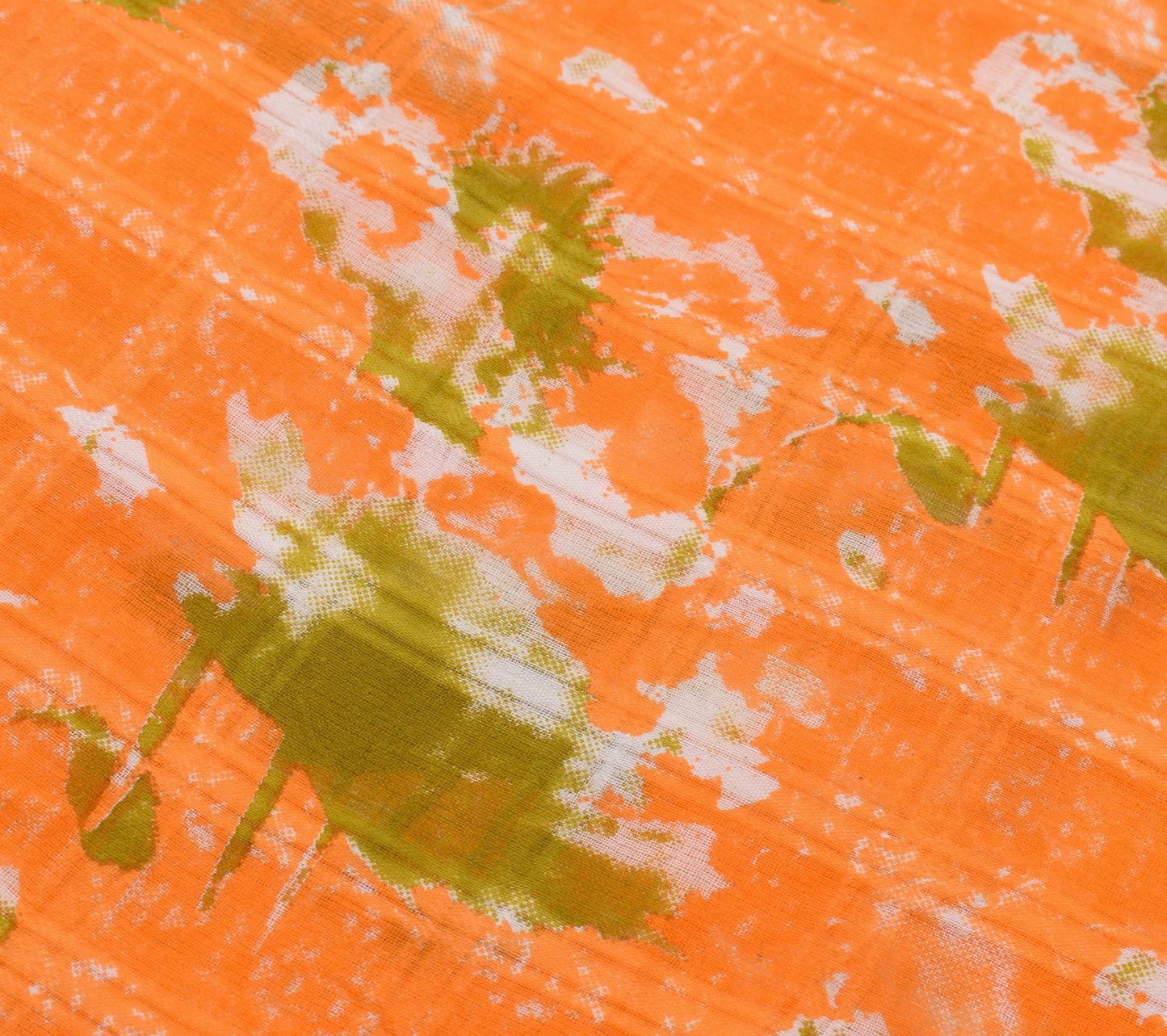 Sushila Vintage Dark Orange Saree 100% Pure Cotton Printed Soft Craft Fabric