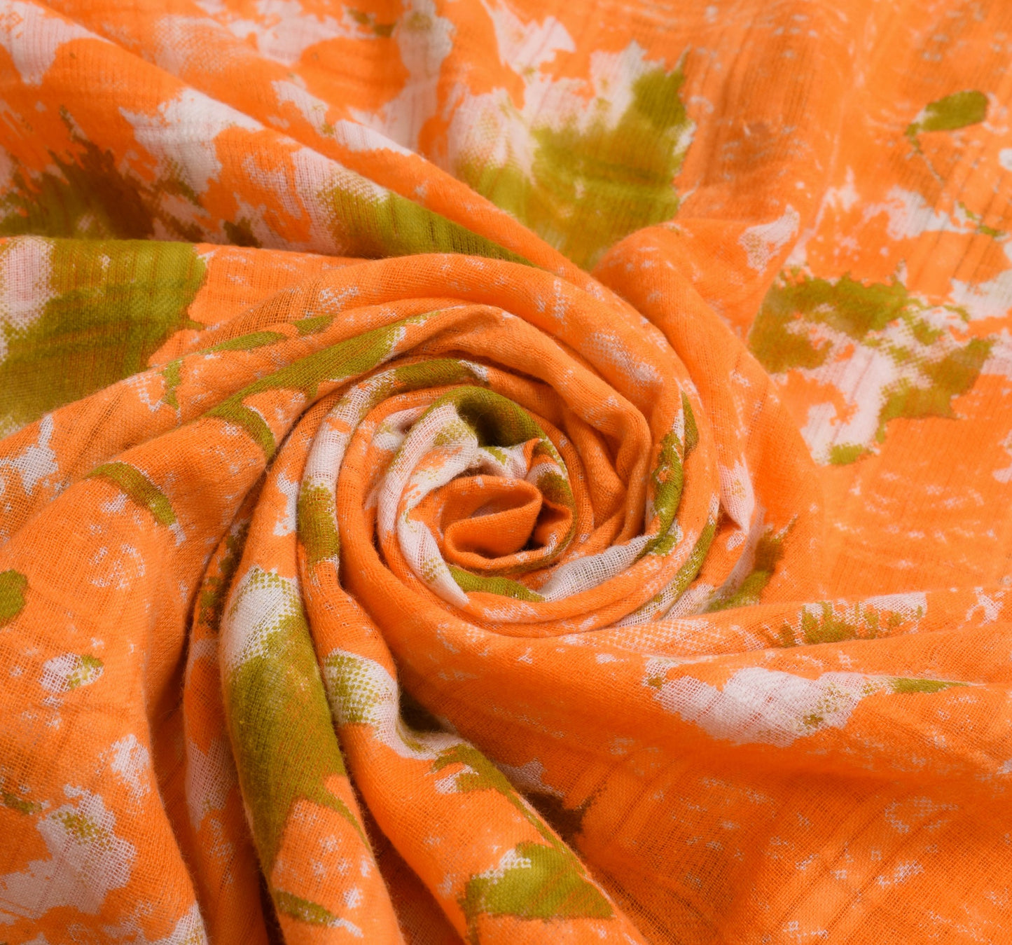Sushila Vintage Dark Orange Saree 100% Pure Cotton Printed Soft Craft Fabric