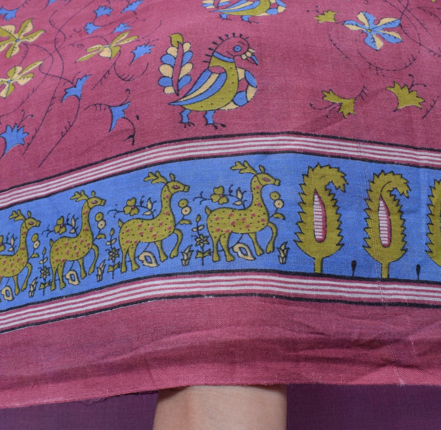 Sushila Vintage Daily Wear Saree 100%Pure Cotton Birds Printed Soft Craft Fabric