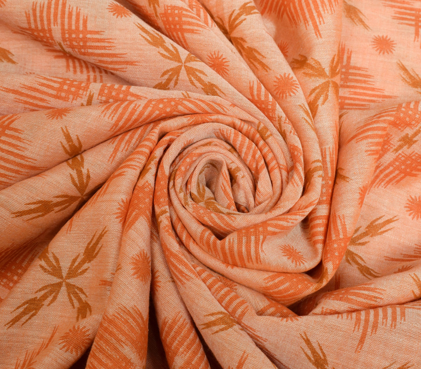 Sushila Vintage Orange Saree 100% Pure Cotton Printed & Woven Soft Craft Fabric