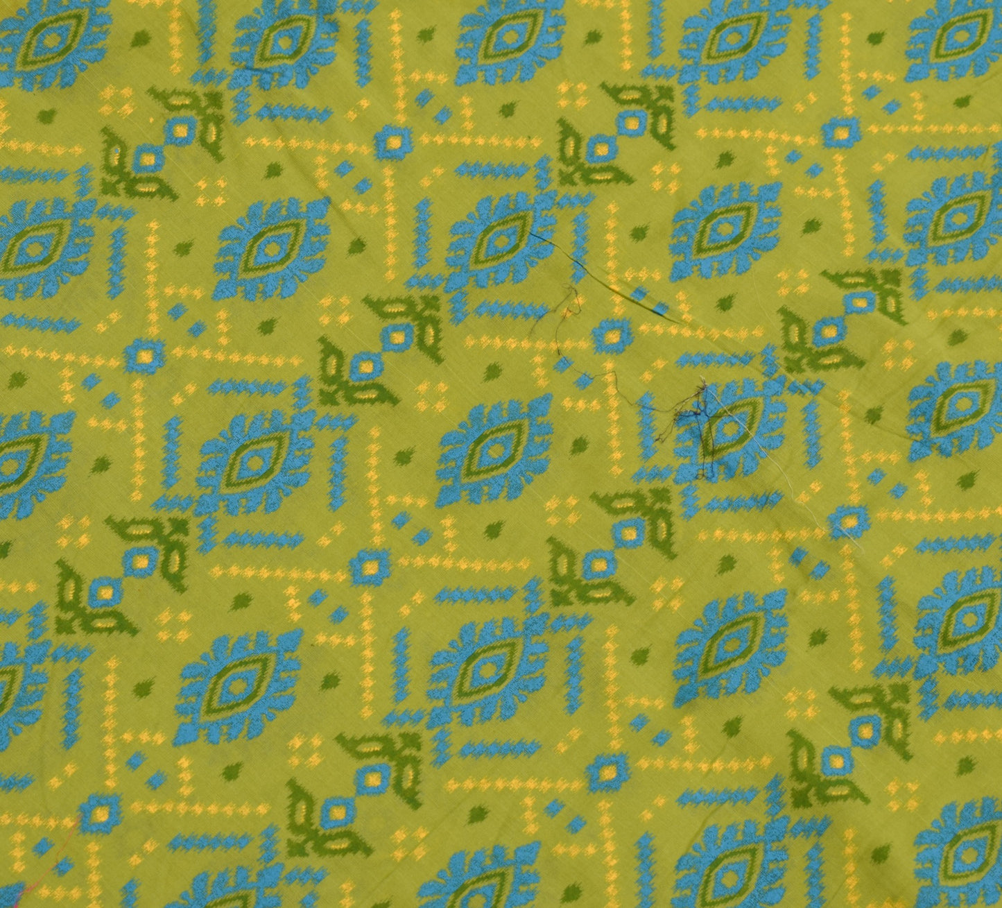 Sushila Vintage Green Saree 100% Pure Cotton Printed Peacock Indian Craft Fabric