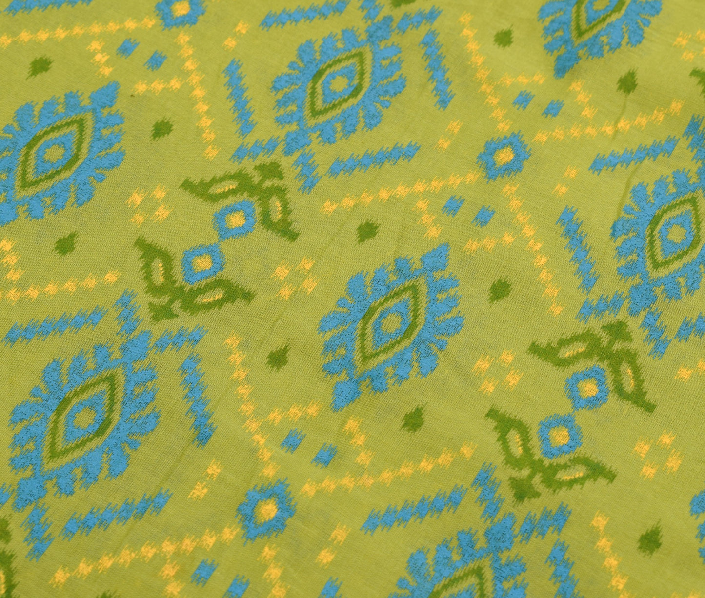 Sushila Vintage Green Saree 100% Pure Cotton Printed Peacock Indian Craft Fabric