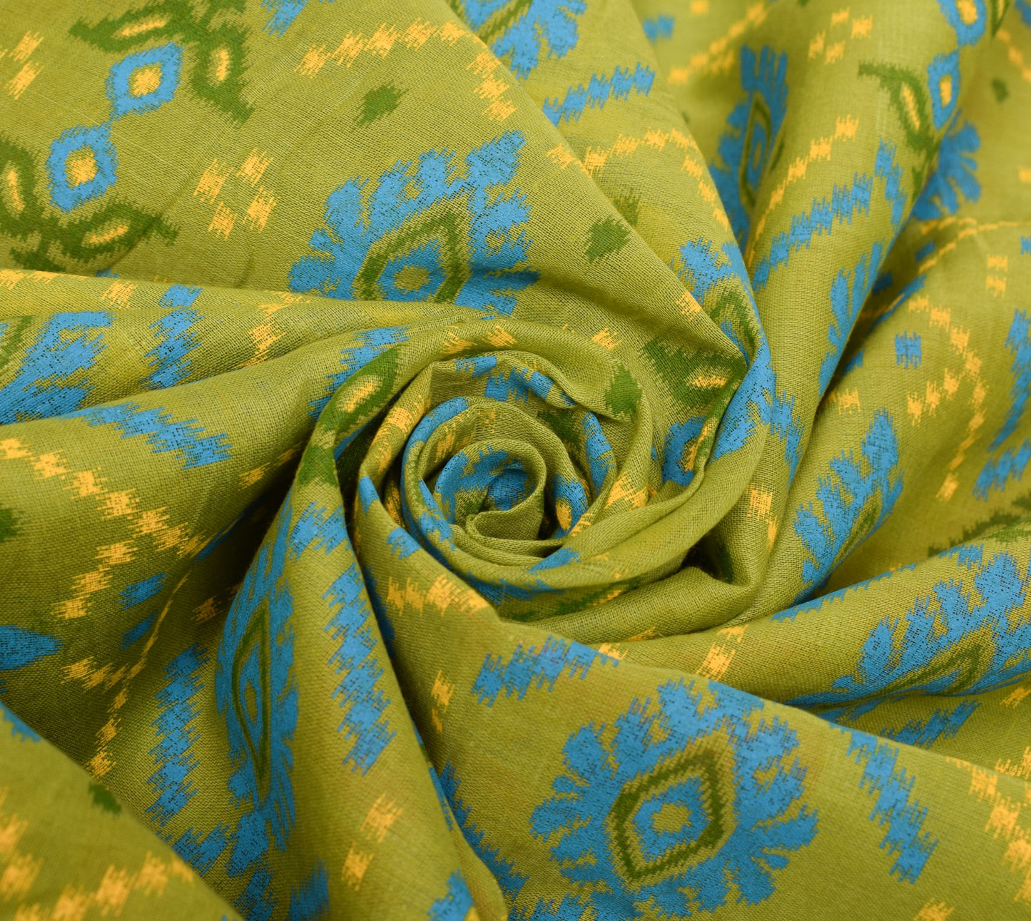 Sushila Vintage Green Saree 100% Pure Cotton Printed Peacock Indian Craft Fabric