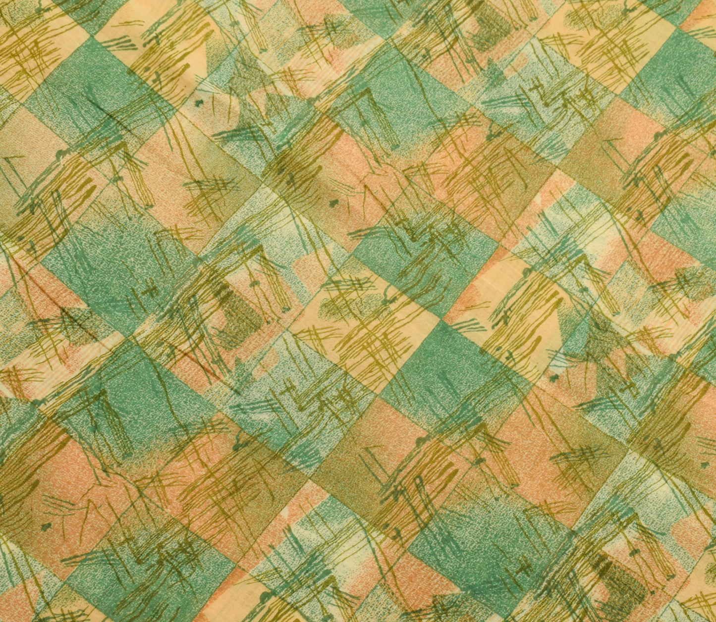 Sushila Vintage Indian Saree 100% Pure Cotton Printed Green Soft Craft Fabric