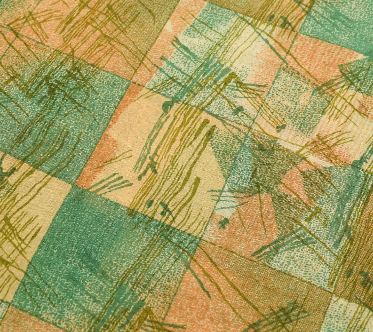 Sushila Vintage Indian Saree 100% Pure Cotton Printed Green Soft Craft Fabric