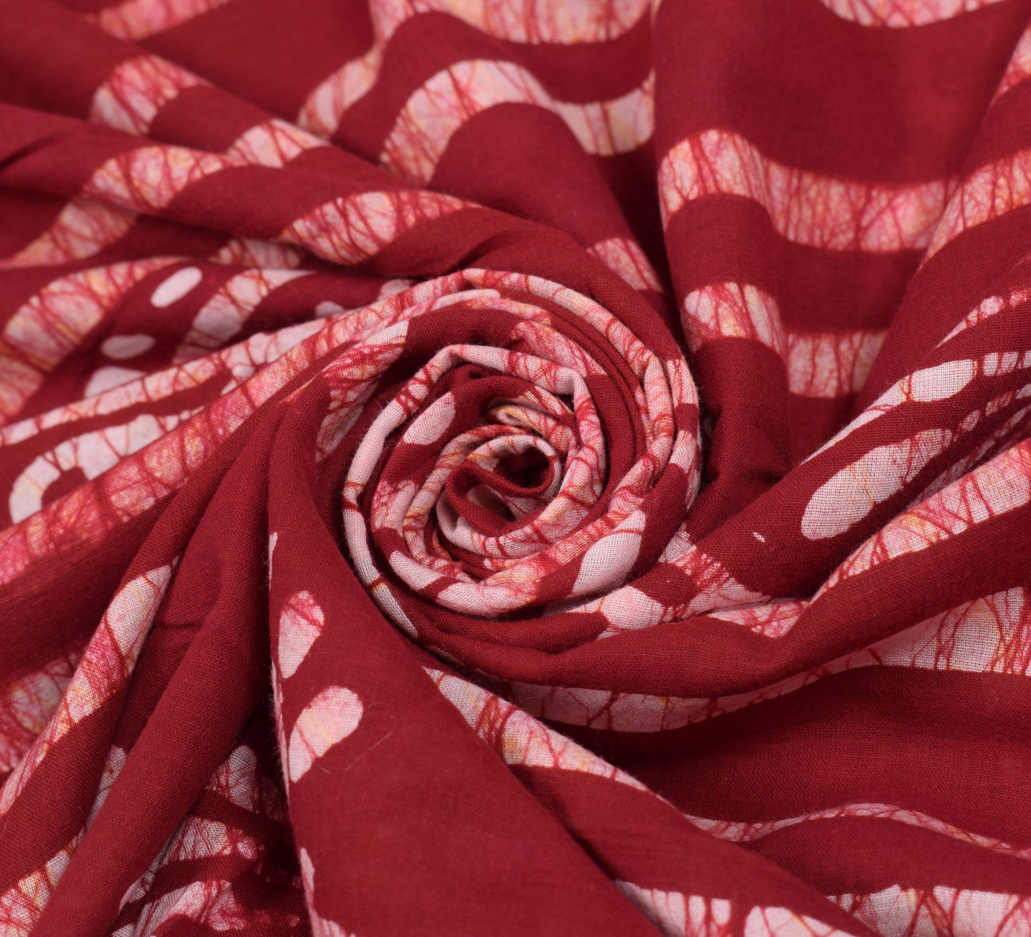 Sushila Vintage Red Saree 100% Pure Cotton Batik Printed 5 Yds Soft Craft Fabric