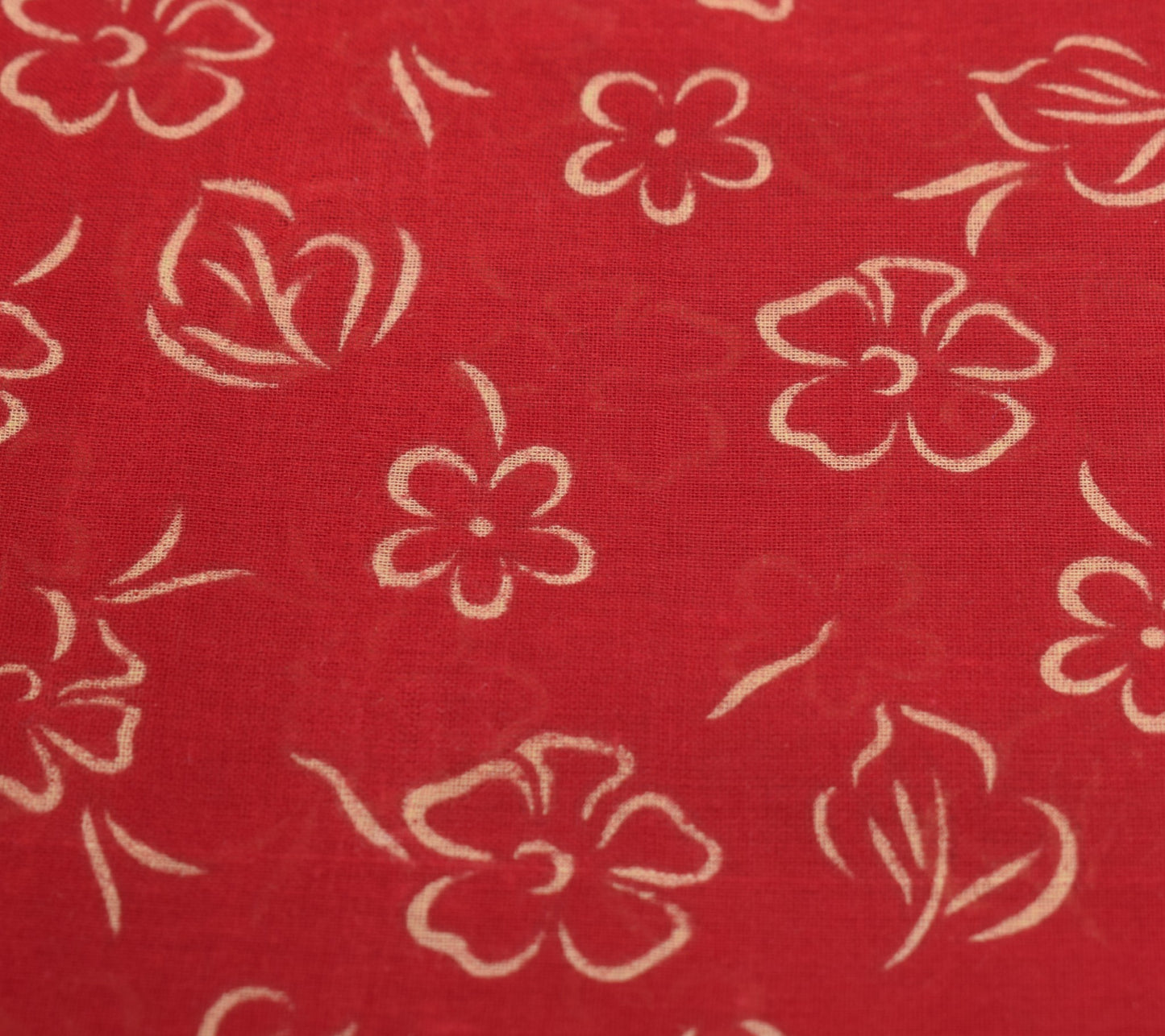 Sushila Vintage Red Saree 100% Pure Cotton Floral Printed Sari Soft Craft Fabric