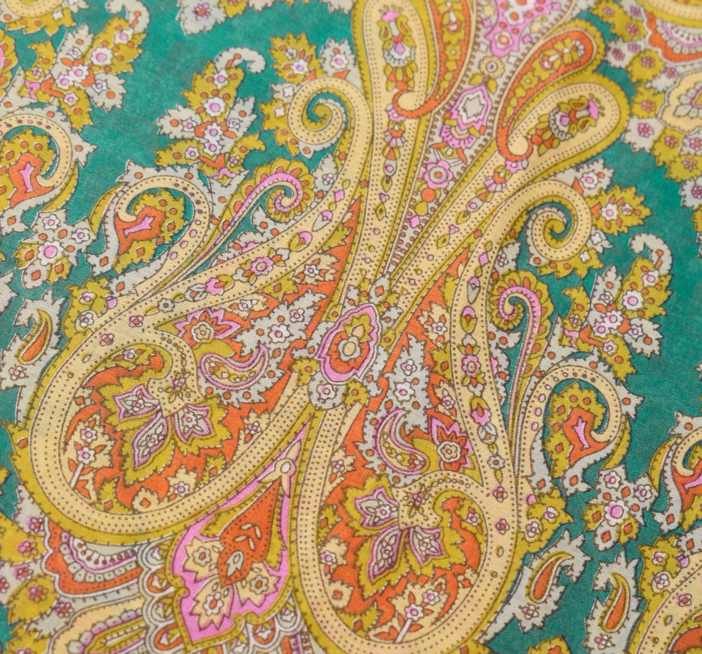 Sushila Vintage Dark Green Saree Pure Cotton Printed Paisley Soft Craft Fabric