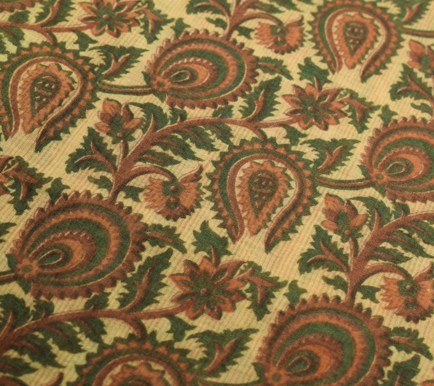 Sushila Vintage Floral Brown Saree Woven Border Pure Cotton Printed Soft Sari