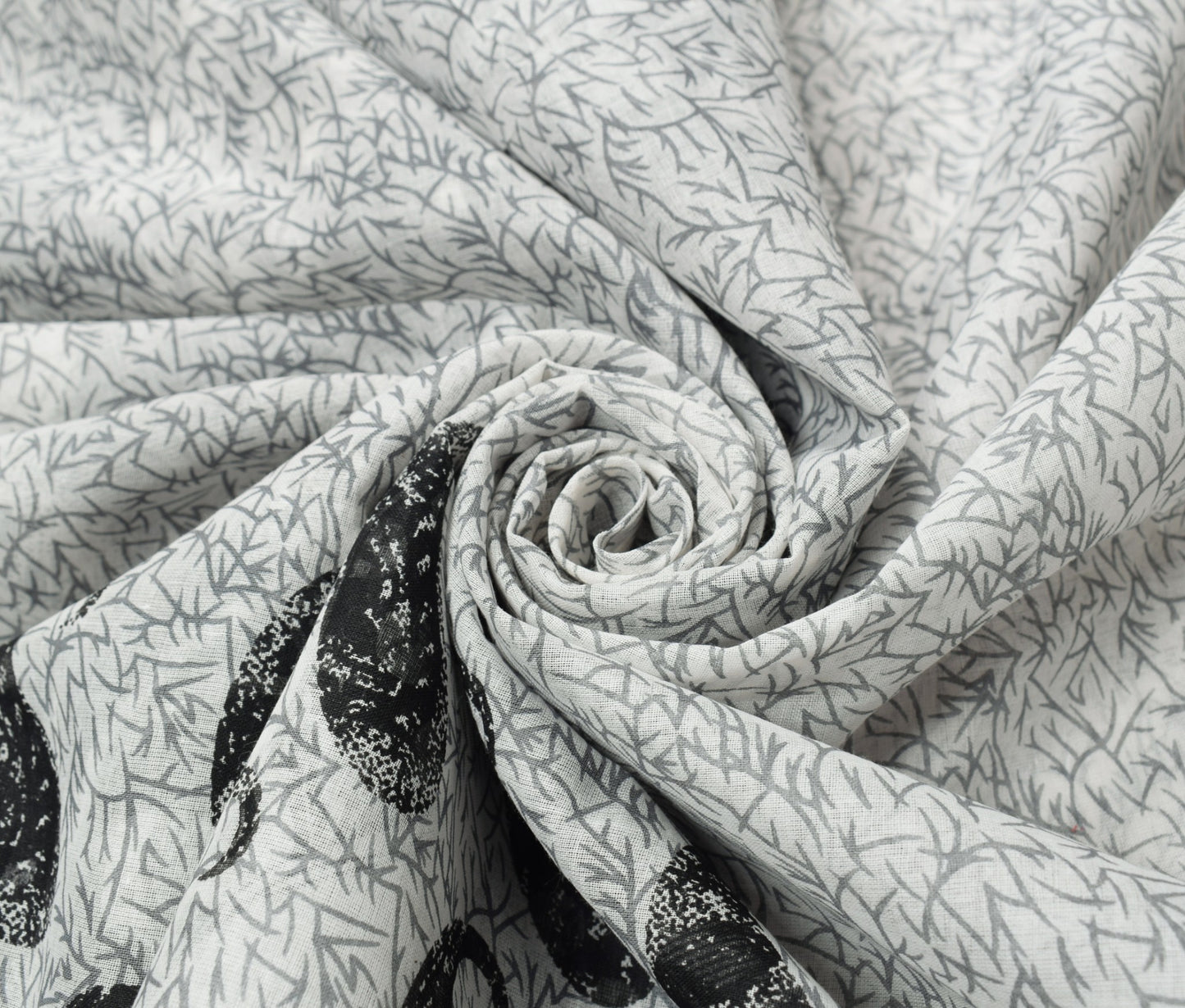 Sushila Vintage White Saree 100% Pure Cotton Printed Indian Paisley Craft Fabric