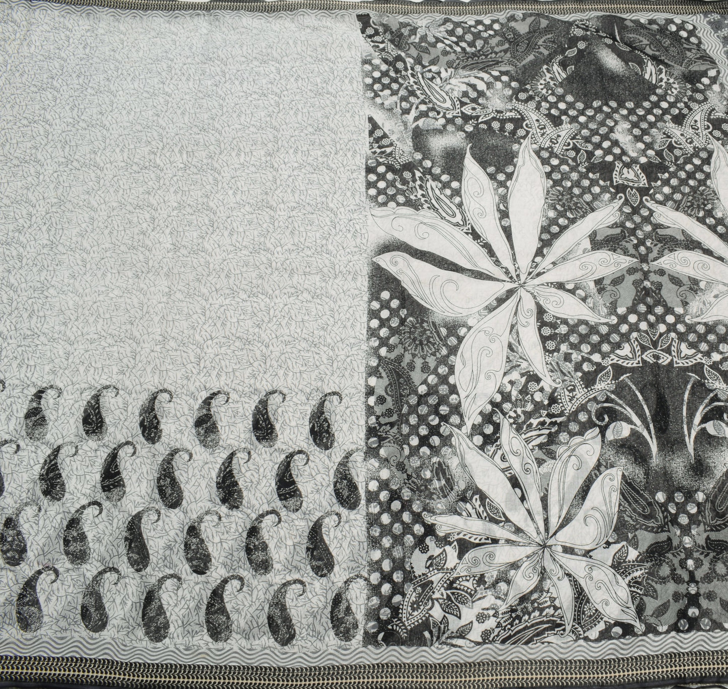 Sushila Vintage White Saree 100% Pure Cotton Printed Indian Paisley Craft Fabric