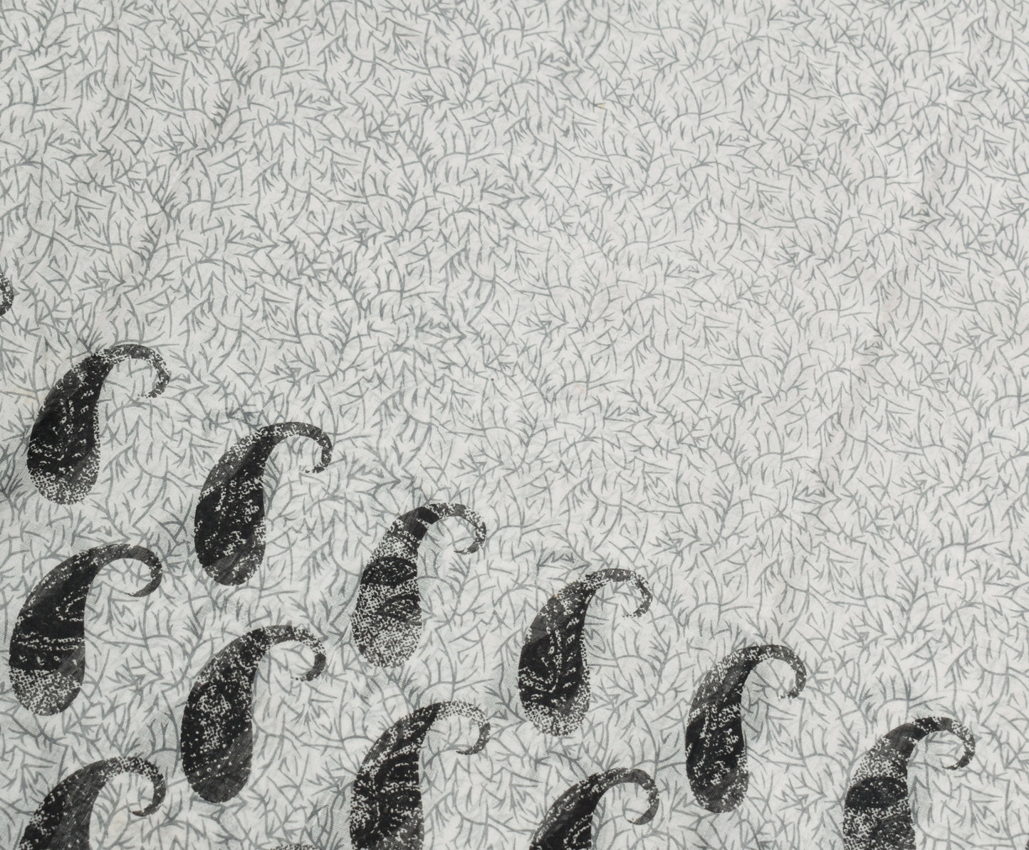 Sushila Vintage White Saree 100% Pure Cotton Printed Indian Paisley Craft Fabric