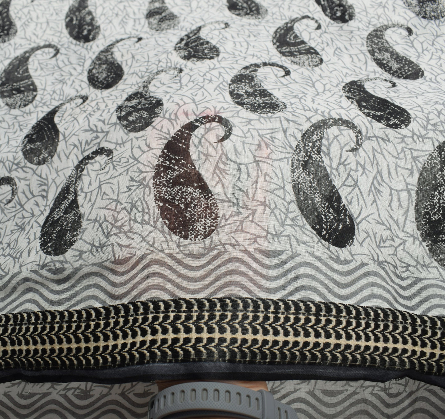 Sushila Vintage White Saree 100% Pure Cotton Printed Indian Paisley Craft Fabric