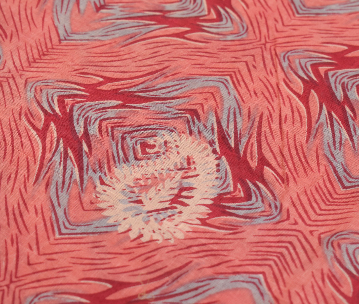 Sushila Vintage Peach Saree 100% Pure Cotton Indian Printed Paisley Craft Fabric