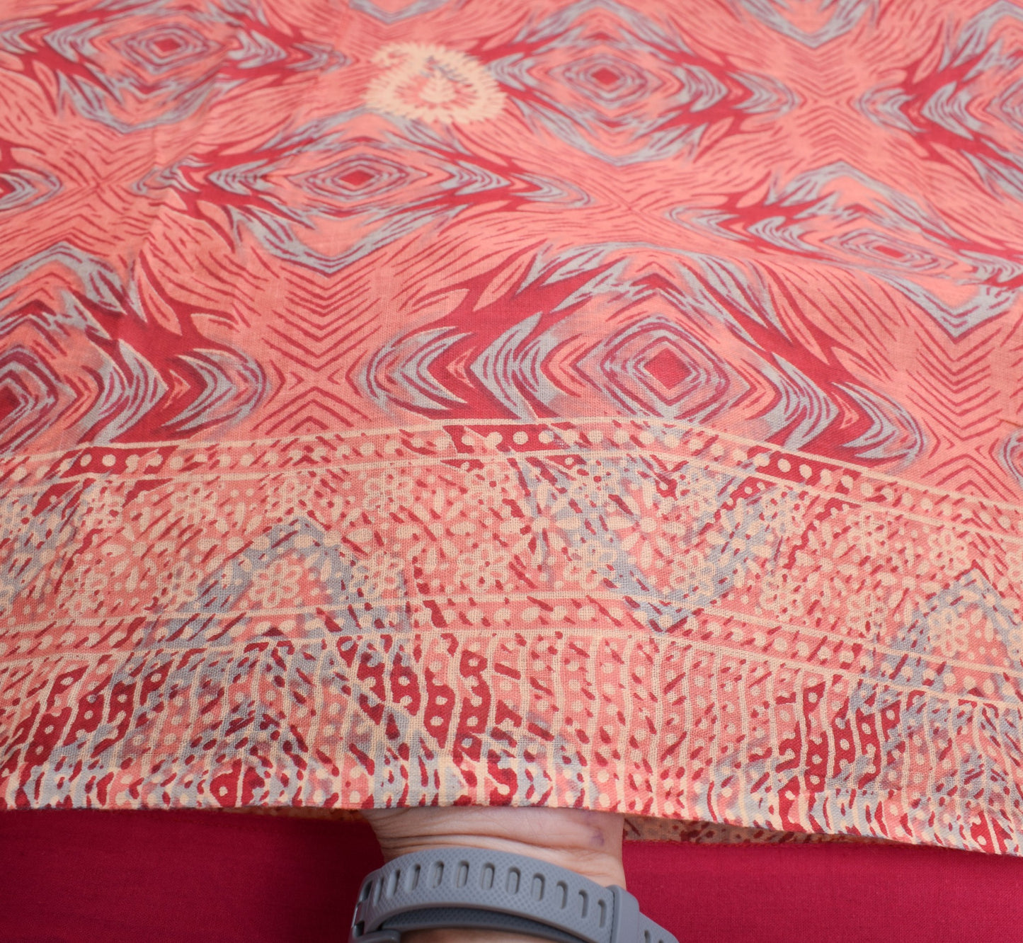 Sushila Vintage Peach Saree 100% Pure Cotton Indian Printed Paisley Craft Fabric