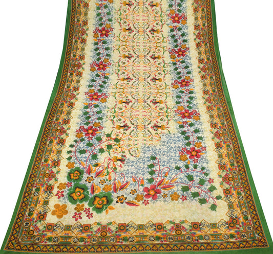 Sushila Vintage Saree Multi-Color Pure Cotton Printed Soft Craft Floral Fabric
