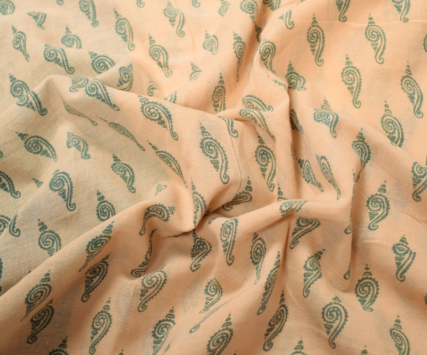Sushila Vintage Beige Saree 100% Pure Cotton Woven & Printed Indian Craft Fabric