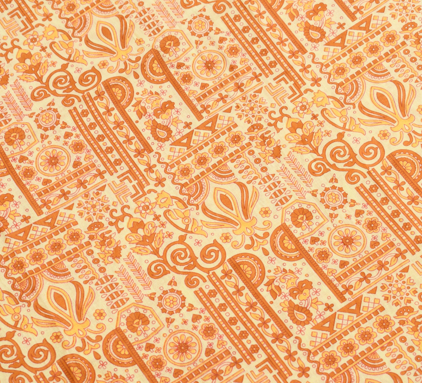 Sushila Vintage Floral Cream Saree 100% Pure Cotton Printed Soft Craft Fabric