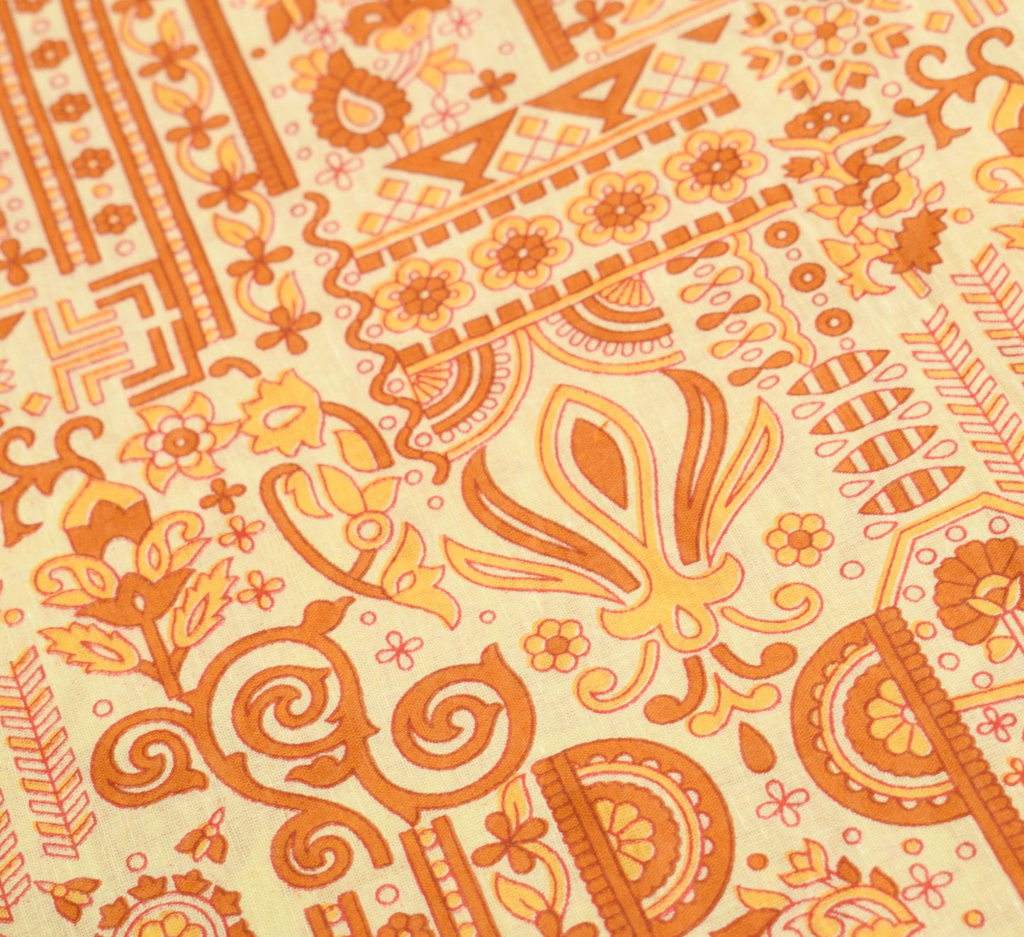 Sushila Vintage Floral Cream Saree 100% Pure Cotton Printed Soft Craft Fabric