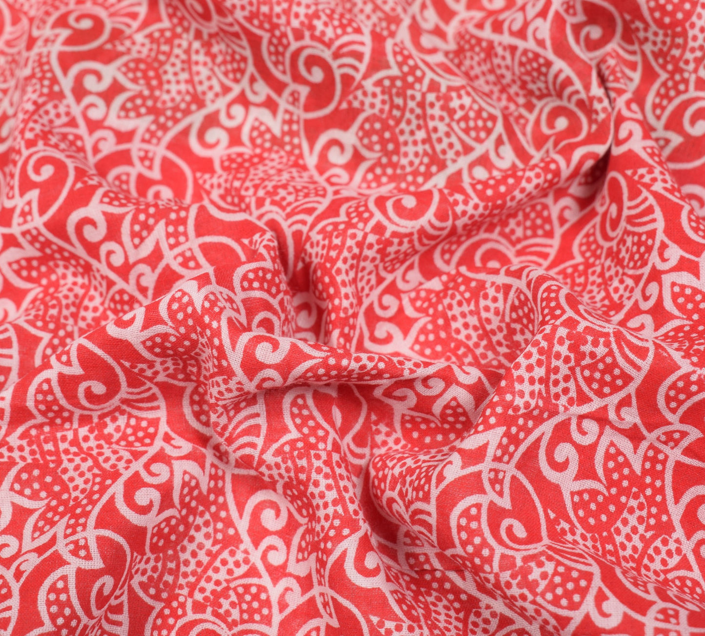 Sushila Vintage Daily Wear Saree 100%Pure Cotton Printed Red Floral Craft Fabric