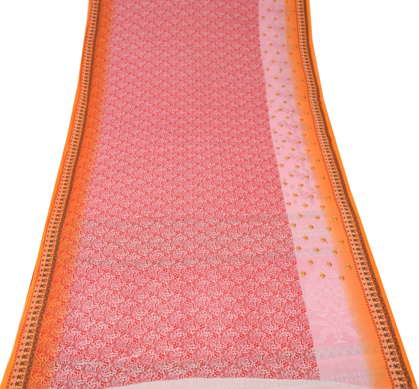 Sushila Vintage Daily Wear Saree 100%Pure Cotton Printed Red Floral Craft Fabric