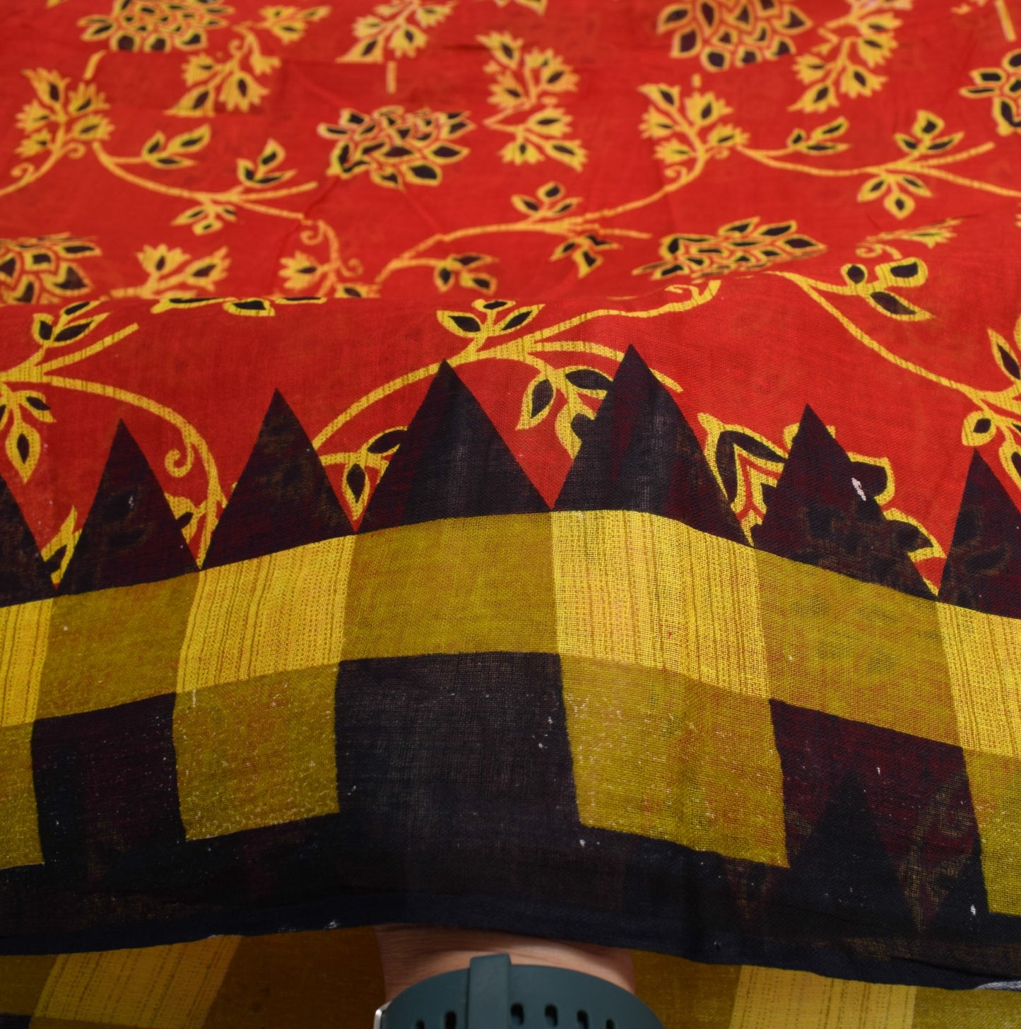 Sushila Vintage Floral Red Saree 100% Pure Cotton Printed Sari 5 Yd Craft Fabric