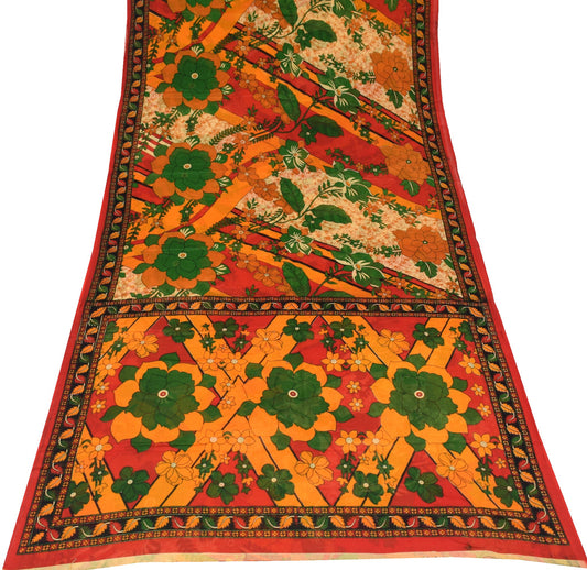 Sushila Vintage Floral Saree Pure Cotton Printed Multi-Color Soft Craft Fabric