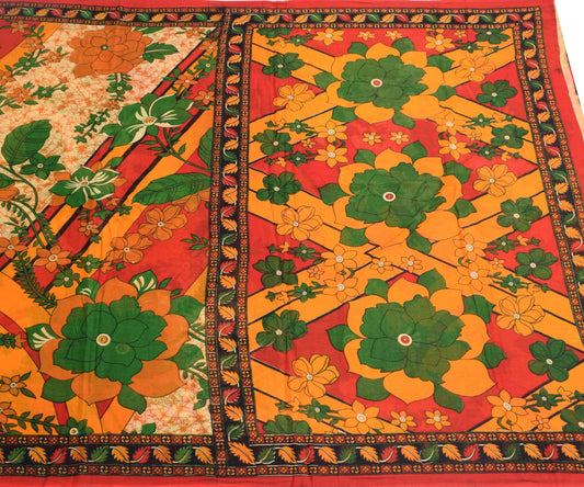 Sushila Vintage Floral Saree Pure Cotton Printed Multi-Color Soft Craft Fabric