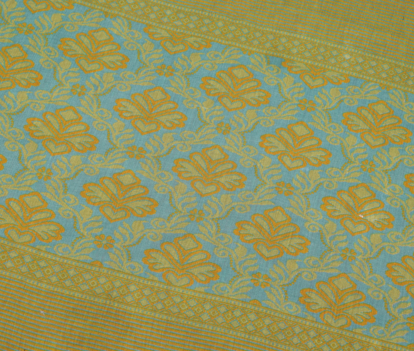 Sushila Vintage Saree 100% Pure Cotton Printed Purple Floral Soft Craft Fabric