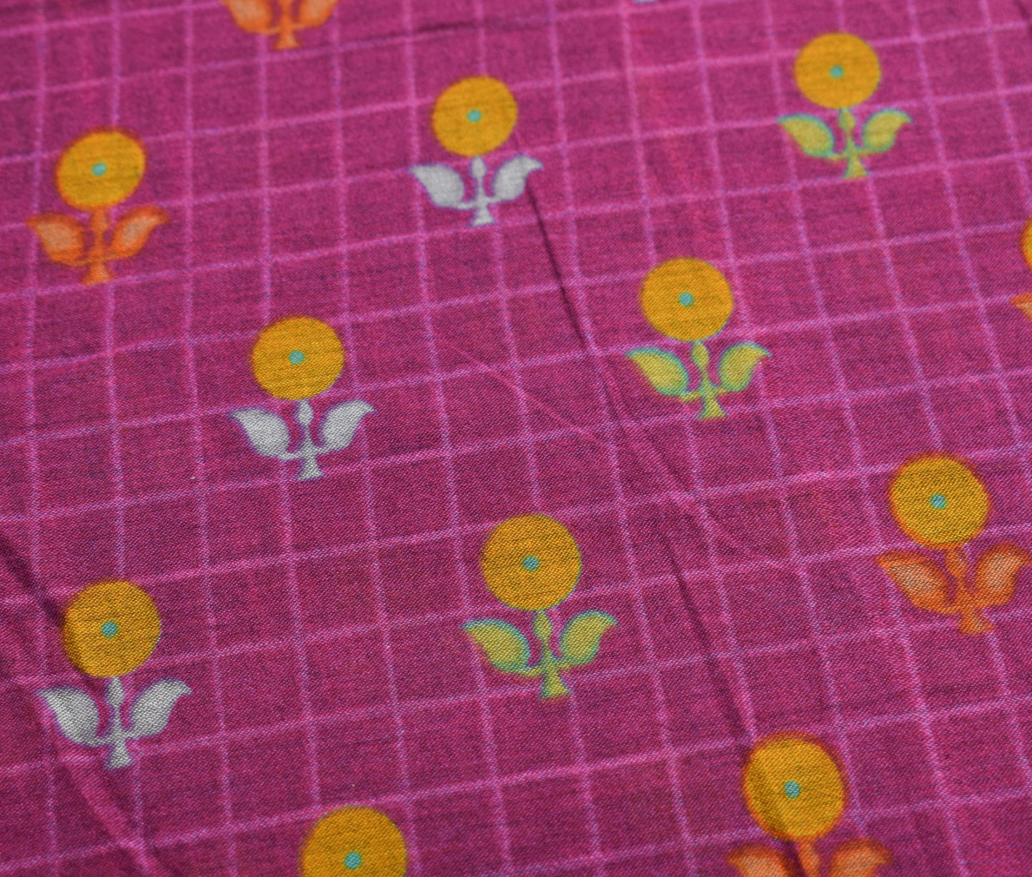 Sushila Vintage Saree 100% Pure Cotton Printed Purple Floral Soft Craft Fabric